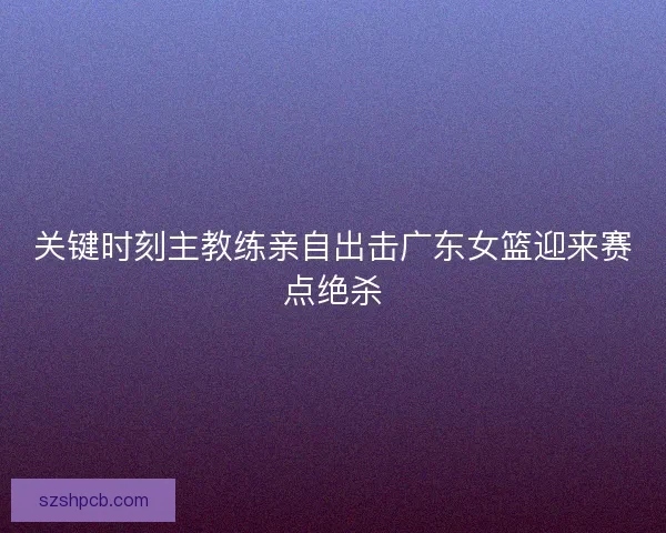 关键时刻主教练亲自出击广东女篮迎来赛点绝杀